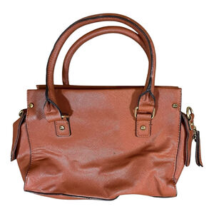 Target Women's Brown Satchel Handbag Top Handle Faux Leather‎ Pockets Zipper